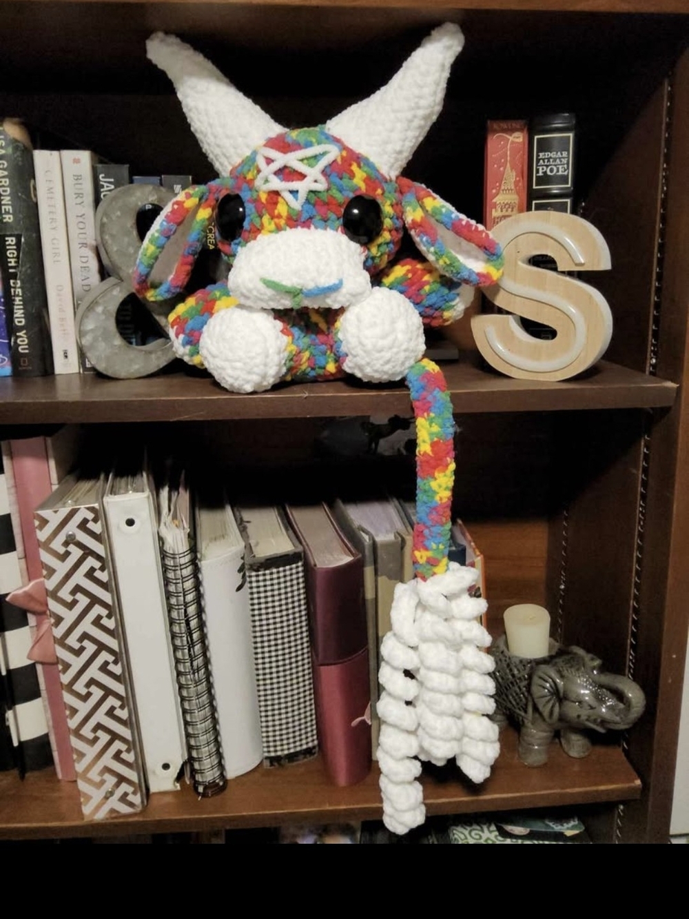 Handmade Crochet Plush Baphomet  - Rainbow & White
